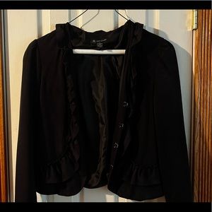 Inc short black coat faux suede
